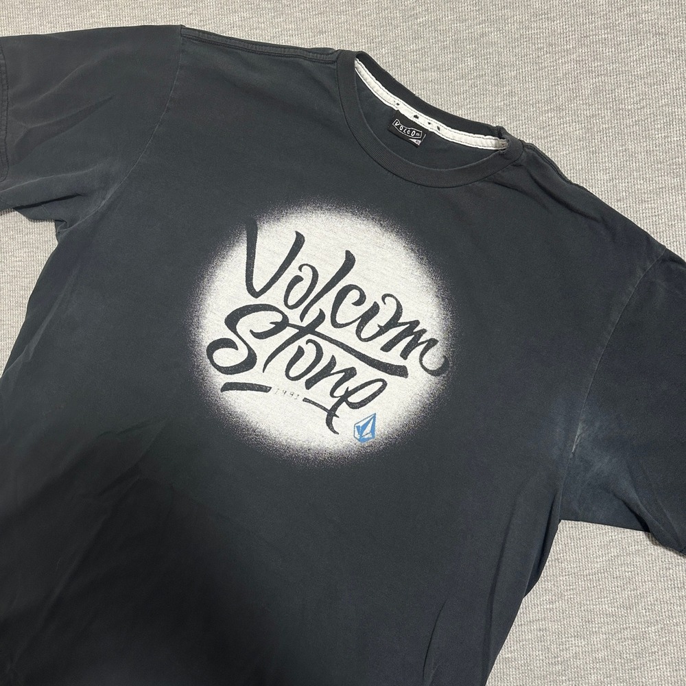 Volcom Stone Graphic T-Shirt Distressed Skater Surf Black Mens Size XL